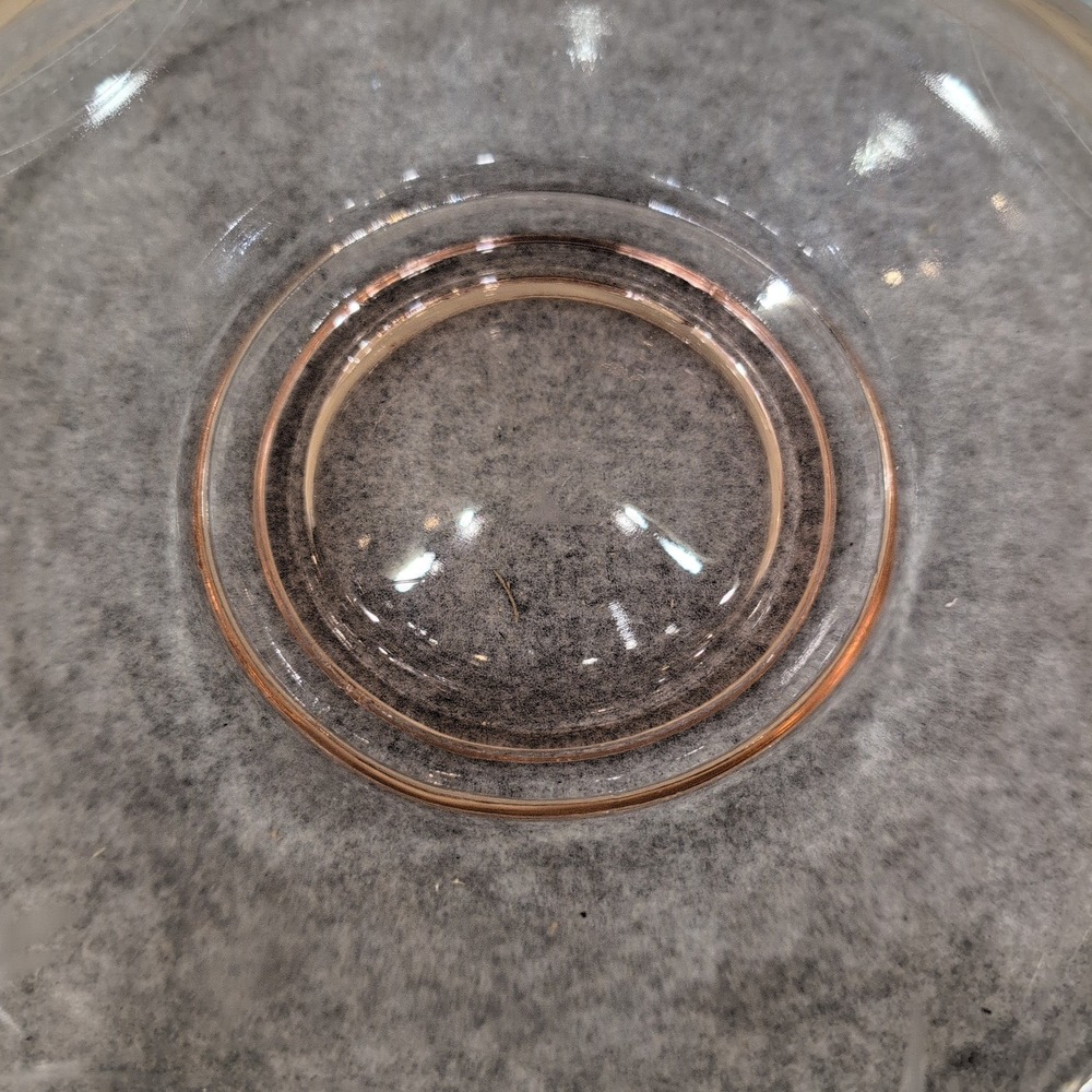 Vintage Pink Depression Glass Etched Floral Console Bowl Centerpiece Dish Rose - Picture 3 of 7